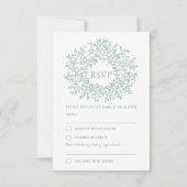 Groene met de hand getrokken bladmonogram RSVP bru Kaartje (Achterkant)
