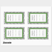 Groene met de titel "Damask vertical Wedding Wine  Rechthoekige Sticker (Vel)