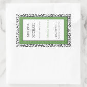 Groene met de titel "Damask vertical Wedding Wine  Rechthoekige Sticker (Tas)