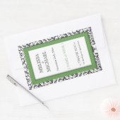 Groene met de titel "Damask vertical Wedding Wine  Rechthoekige Sticker (Envelop)