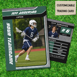Groene metal lacrosse speler ruilkaart contactkaartje