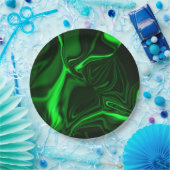 Groene metalen bogen of golvingen, diep donker papieren bordje (Feest)