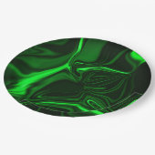 Groene metalen bogen of golvingen, diep donker papieren bordje (Gekanteld)