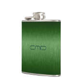 Groene metalen borrelkolf met schuine streep heupfles (Links)