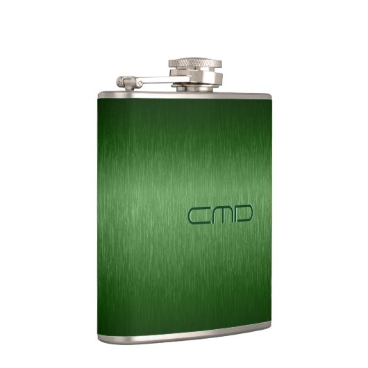 Groene metalen borrelkolf met schuine streep heupfles (Rechts)