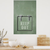 Groene metalen deur, hou je buiten poster (Keuken)