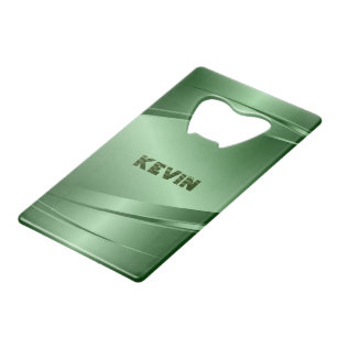 Groene metalen geborsteld aluminium look creditkaart flessenopener
