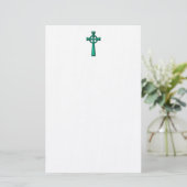 Groene metalen Keltische Kruis Briefpapier (Staand voorkant)