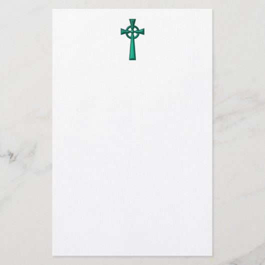 Groene metalen Keltische Kruis Briefpapier (Voorkant)