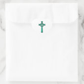 Groene metalen Keltische Kruis Hart Sticker (Tas)