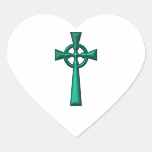 Groene metalen Keltische Kruis Hart Sticker