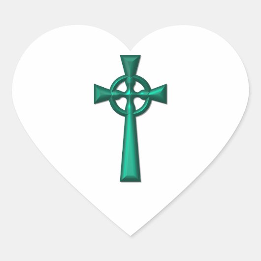 Groene metalen Keltische Kruis Hart Sticker (Voorkant)