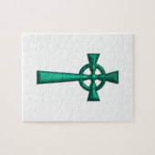 Groene metalen Keltische Kruis Legpuzzel (Horizontaal)