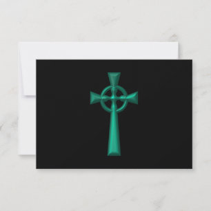 Groene metalen Keltische Kruis RSVP Kaartje