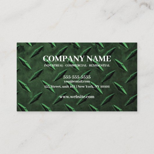 Groene Metalen Textuur Custom Construction Worker Visitekaartje (Achterkant)