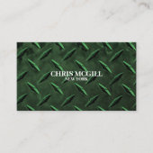 Groene Metalen Textuur Custom Construction Worker Visitekaartje (Voorkant)