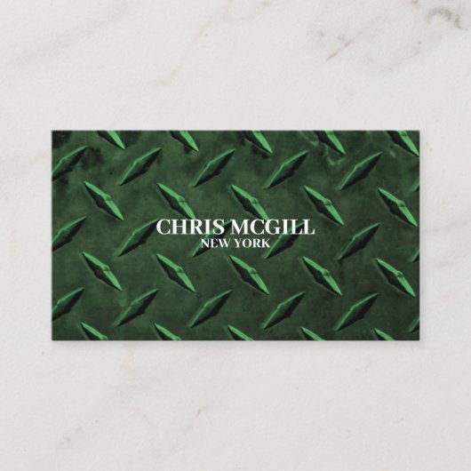 Groene Metalen Textuur Custom Construction Worker Visitekaartje (Voorkant)