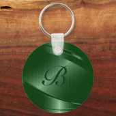 Groene Metallic Geometrisch Ontwerp Monogram Sleutelhanger (Voorkant)