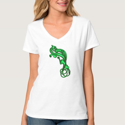 Groene Metallic Keltische Hond T-shirt (Voorkant)