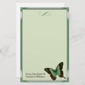 groene metallic vlinder briefpapier (Voorkant / Achterkant)