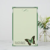 groene metallic vlinder briefpapier (Staand voorkant)