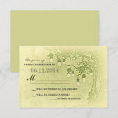 groene metseljars boom rustieke trouw RSVP kaarten Kaartje (Voorkant / Achterkant)