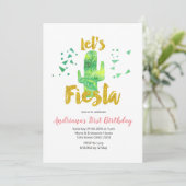 Groene Mexicaanse Fiesta Cactus uitnodiging (Staand voorkant)