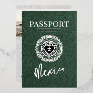 Groene Mexicaanse Paspoort Huwelijk Folie Uitnodiging