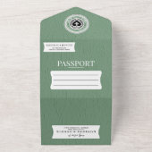 Groene Mexico Passport bruiloft All In One Uitnodiging (Buitenkant)