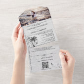 Groene Mexico Passport bruiloft All In One Uitnodiging (Afscheurbaar)