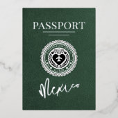 Groene Mexico Passport bruiloft Folie Uitnodiging (Voorkant)