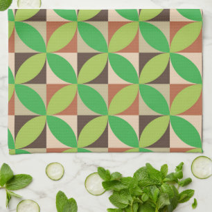 Groene mid-century moderne geometrische patroon theedoek