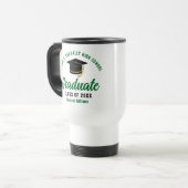 Groene middelbare school afgestudeerd gepersonalis reisbeker (Voorkant links)