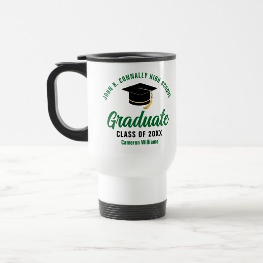 Groene middelbare school afgestudeerd gepersonalis reisbeker (Links)