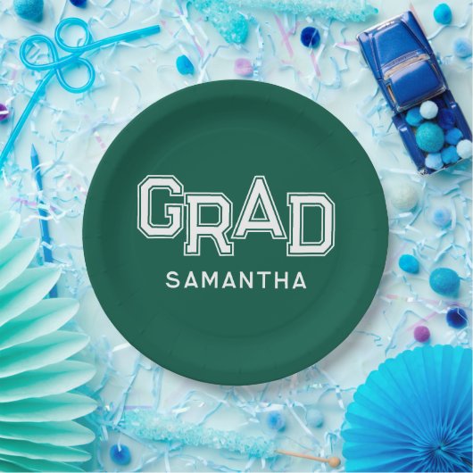 Groene middelbare school Afstudeerder aangepaste n Papieren Bordje (Feest)