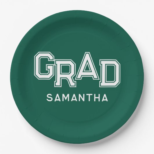 Groene middelbare school Afstudeerder aangepaste n Papieren Bordje (Voorkant)