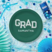 Groene middelbare school diploma aangepaste naam a papieren bordje (Feest)