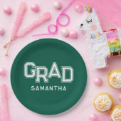 Groene middelbare school diploma aangepaste naam a papieren bordje (Feest)