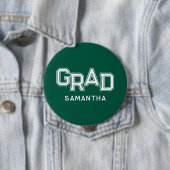 Groene middelbare school diploma aangepaste naam a ronde button 4,0 cm (In situ)