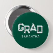 Groene middelbare school diploma aangepaste naam a ronde button 4,0 cm (Voorkant /achterkant)