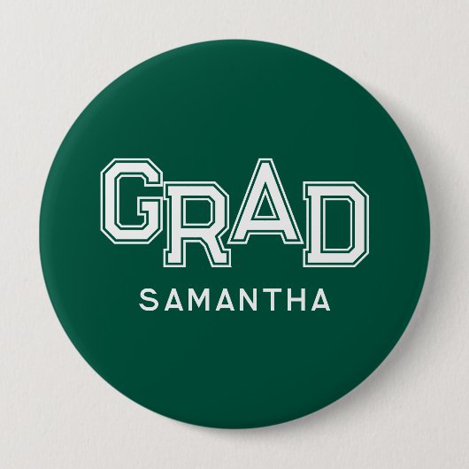Groene middelbare school diploma aangepaste naam a ronde button 4,0 cm (Voorkant)