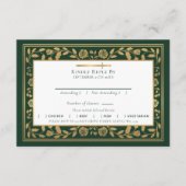 Groene middeleeuwse zwaard bruiloft RSVP Informatiekaartje (Voorkant)