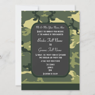 Groene militaire camouflage bruiloft kaart