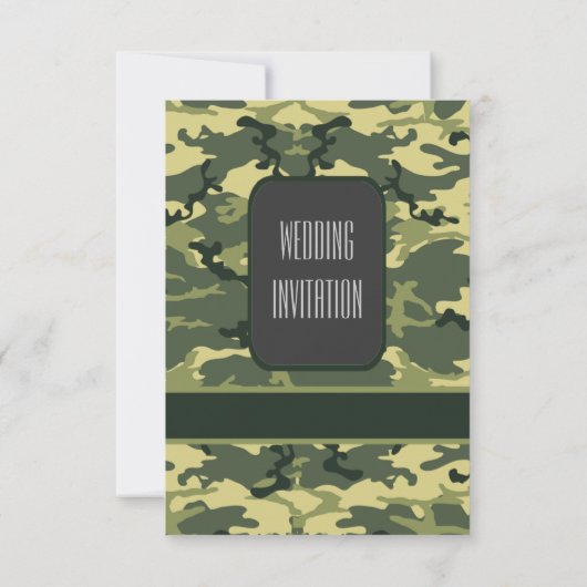 Groene militaire camouflagebruiloft kaart (Achterkant)