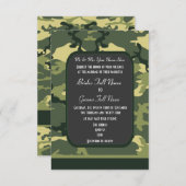 Groene militaire camouflagebruiloft kaart (Voorkant / Achterkant)