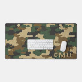 Groene militaire digitale camouflage monogram bureaumat (Keyboard & Muis)