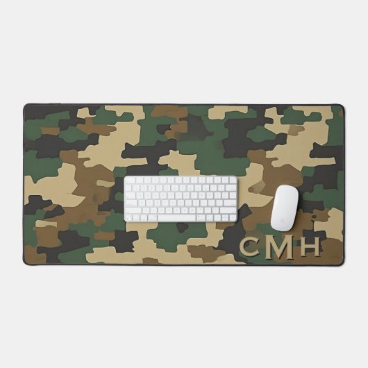 Groene militaire digitale camouflage monogram bureaumat (Keyboard & Muis)