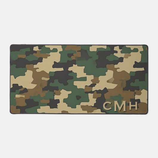 Groene militaire digitale camouflage monogram bureaumat (Voorkant)