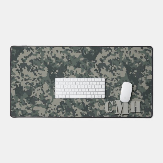 Groene Militaire Digitale Camouflage Stencil Monog Bureaumat (Keyboard & Muis)