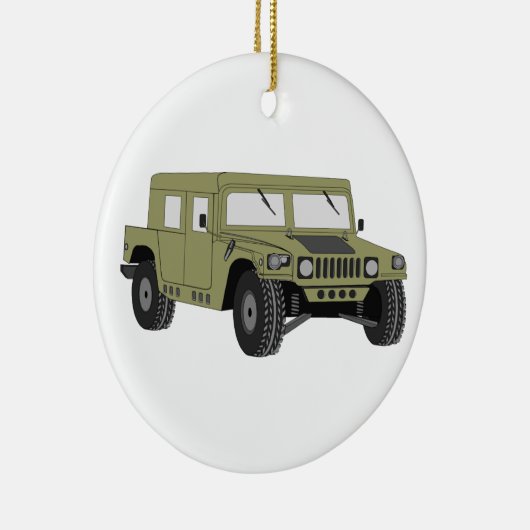 Groene militaire Humvee Keramisch Ornament (Rechts)